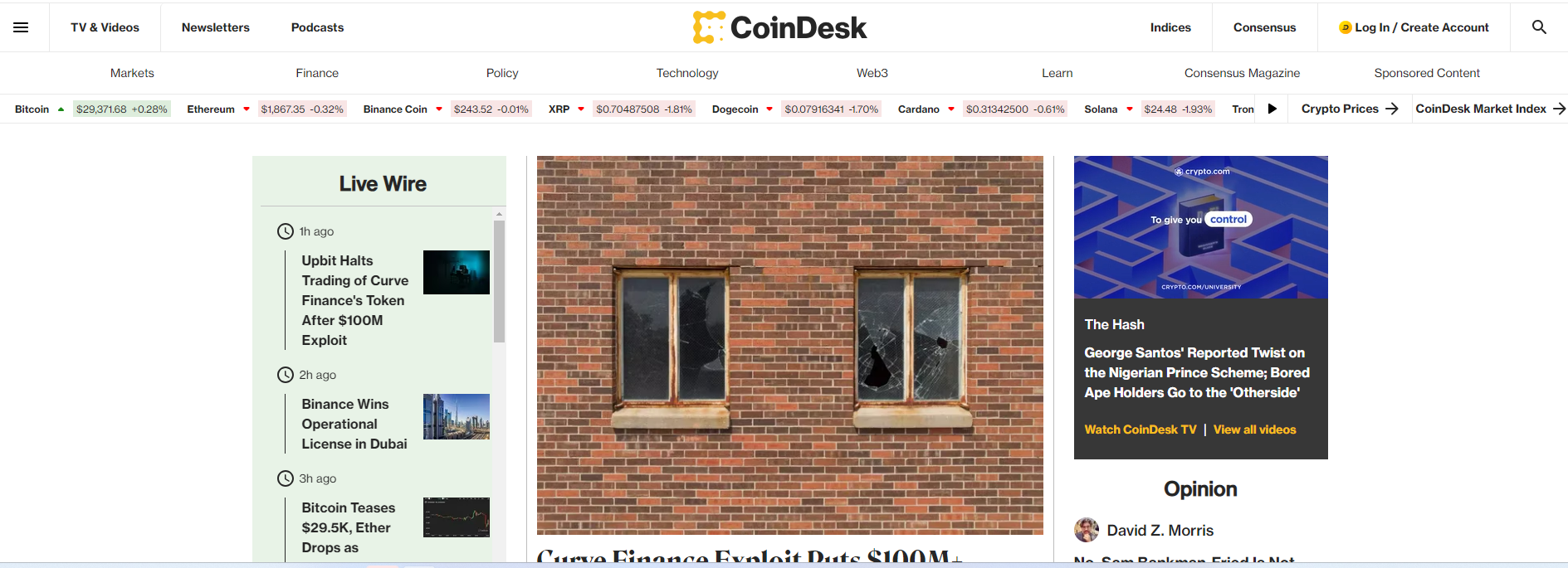 Coindesk - Crypto News Website
